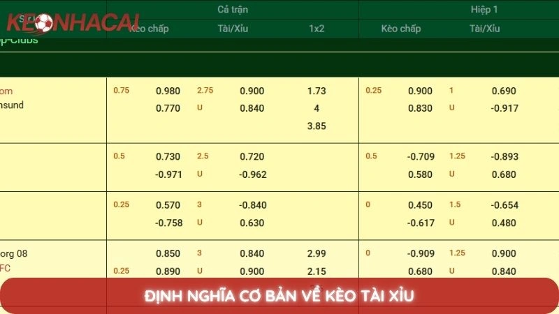 Kèo tài xỉu - Hướng dẫn cách đọc và kinh nghiệm chơi kèo O/U 2 Định nghĩa cơ bản về kèo tài xỉu