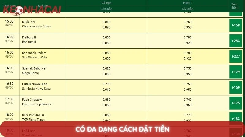 Cách phân tích bảng kèo nhà cái - Bí quyết đọc vị mọi loại kèo 3 Có đa dạng cách đặt tiền
